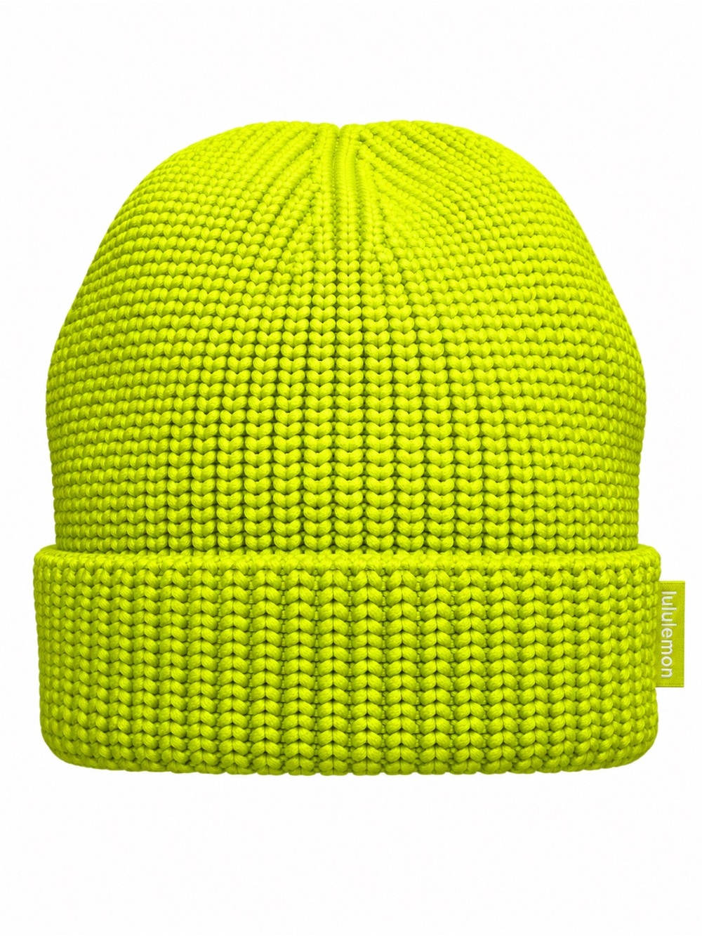 Lululemon Close-Fit Cotton Blend Ribbed Knit Beanie Electric Lime Green S/M